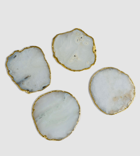 Handcrafted White Agate Coasters (Natural Agate)