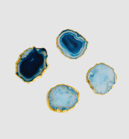 Handcrafted Natural Dyed Blue Agate Coasters